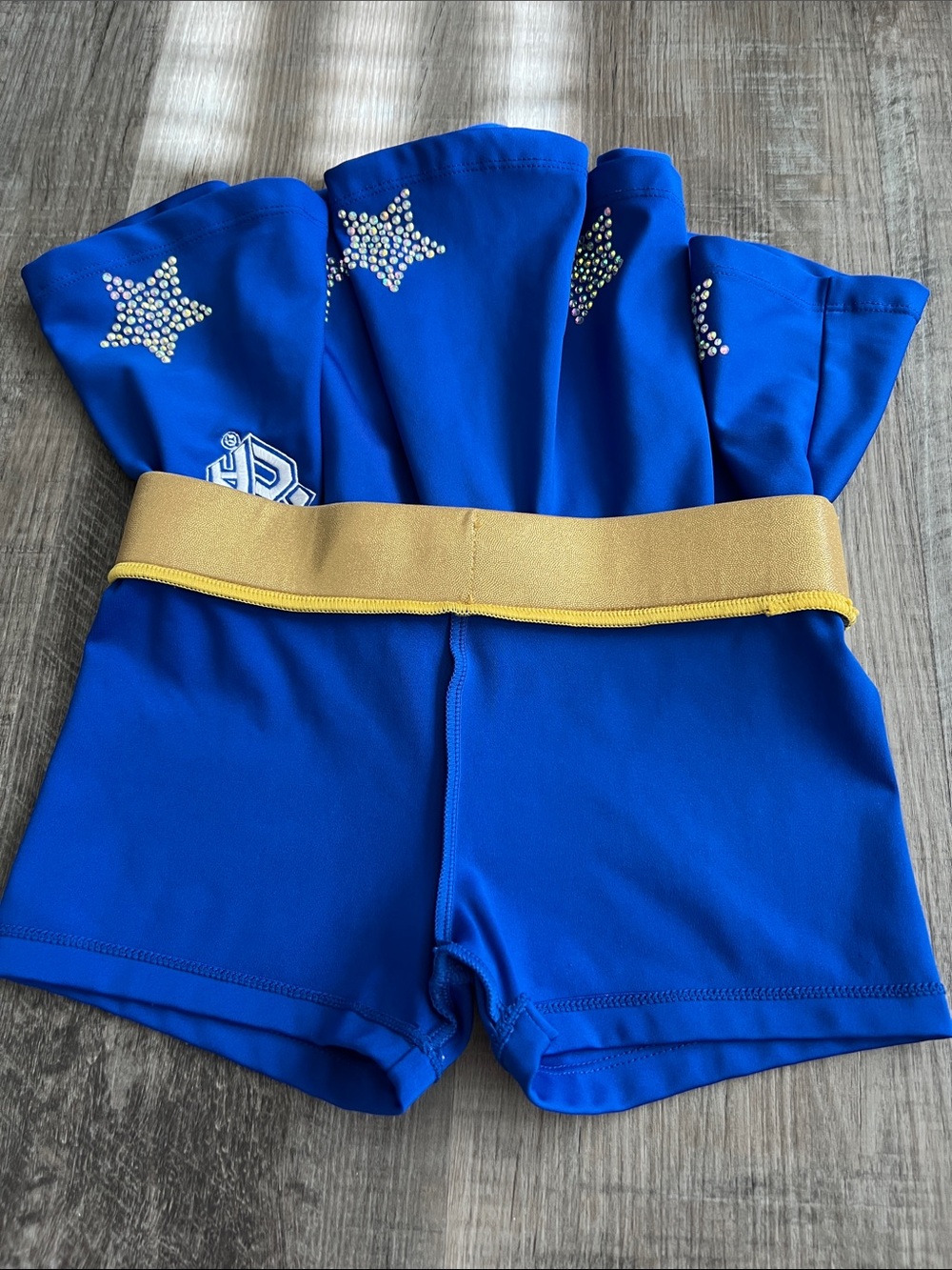 Cheer Athletics gold and royal blue skort with rhinestone stars size Youth L - Picture 12 of 16